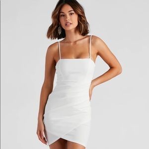 NWOT Windsor Wrapped In Stylish Crepe Mini Dress in White